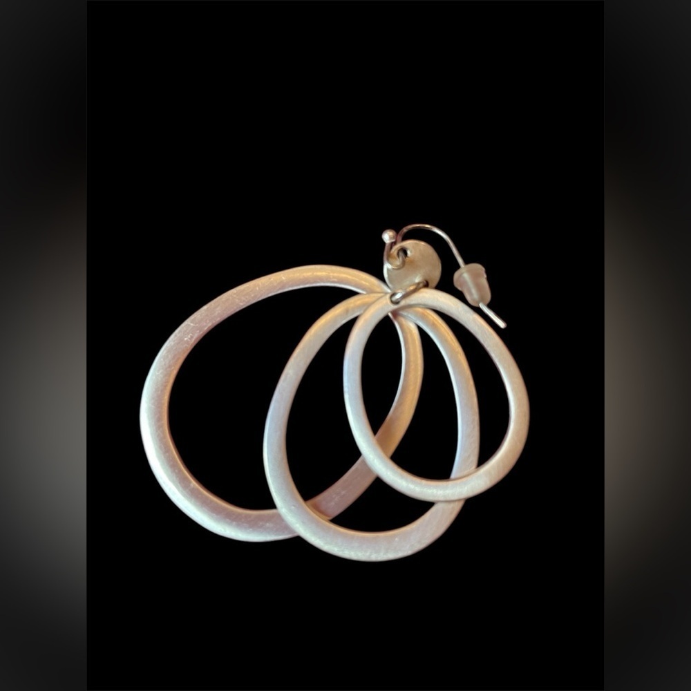 Silver Oval Dangle Earrings - Picture 3 of 3